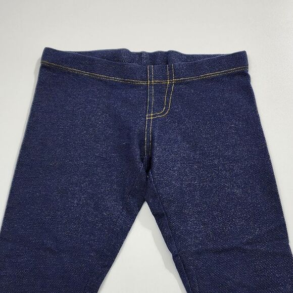 Girls Faux Denim Dark Blue Leggings Size 4-5 - Picture 3 of 3